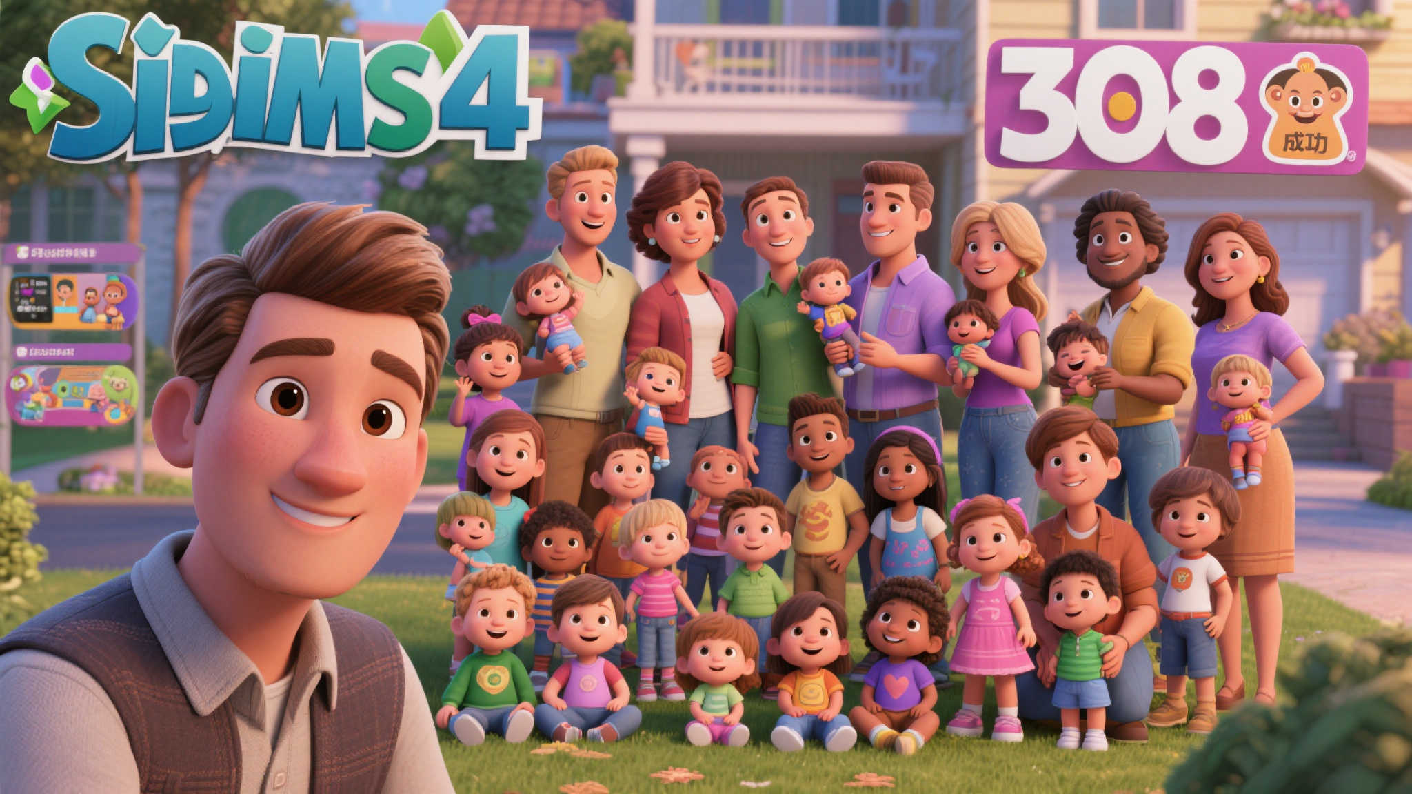 《模拟人生4》玩家挑战多子家庭,角色竟育308娃! 《模拟人生4》玩家挑战多子家庭,角色竟育308娃!